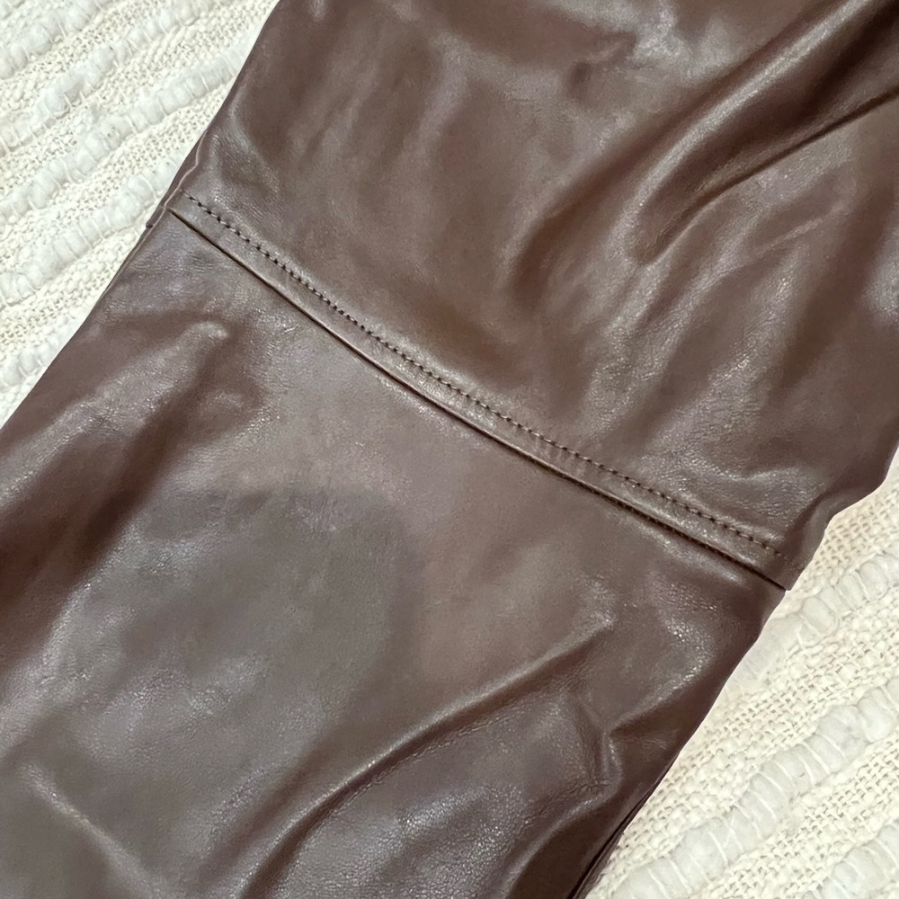 Gap Vintage Slim High Rise Brown Faux Leather Pants 10 Short/30 - Picture 5 of 8
